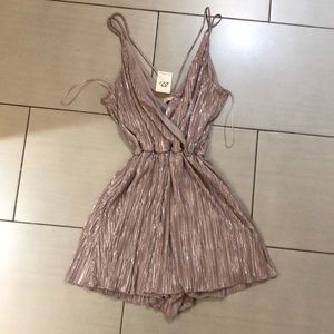 Miss Selfridge Silver/Pink Metallic Romper
